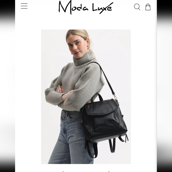 Moda Luxe Black Vegan Pebbled Leather Backpack - Picture 9 of 10